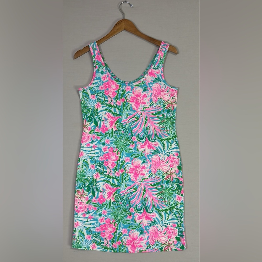 Lilly Pulitzer Floral Sleeveless Sheath Dress Pink Blue XS